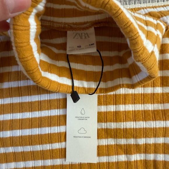 Zara Girls Striped Long Sleeve Turtleneck Top Size 10 - Picture 3 of 3